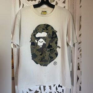 c. 2017/18 Bathing Ape Bape Cream Camo Ape Head Tee size M